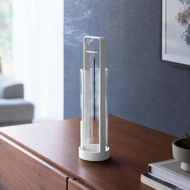 tower 山崎実業 お香スタンド タワー 灰飛び防止カバー付き