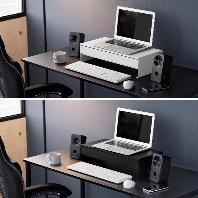 tower 山崎実業 ゲームコントローラーも入る引き出し付きモニター台