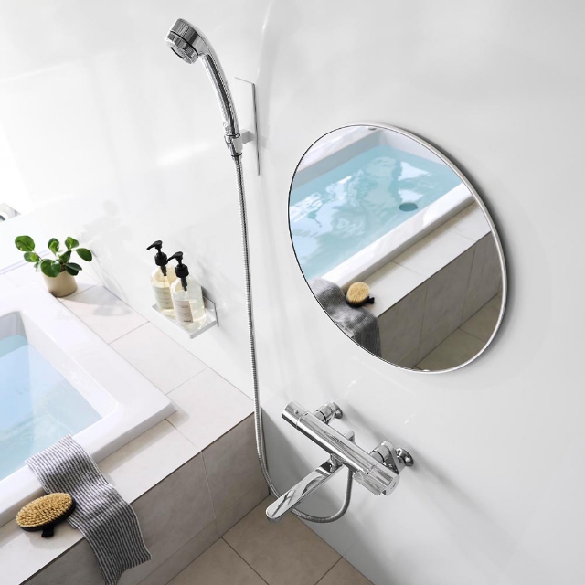 tower 山崎実業 マグネットバスルームミラー タワー 丸型 42cm