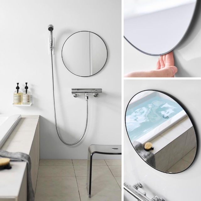 tower 山崎実業 マグネットバスルームミラー タワー 丸型 42cm