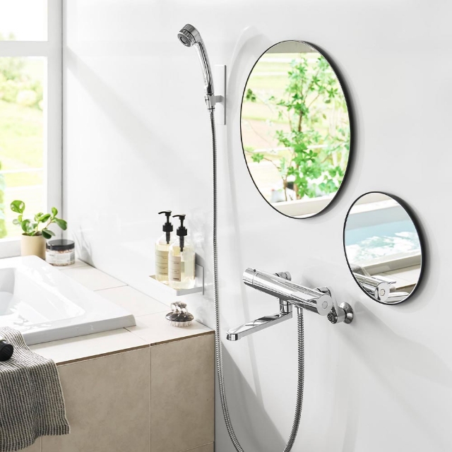 tower 山崎実業 マグネットバスルームミラー タワー 丸型 42cm