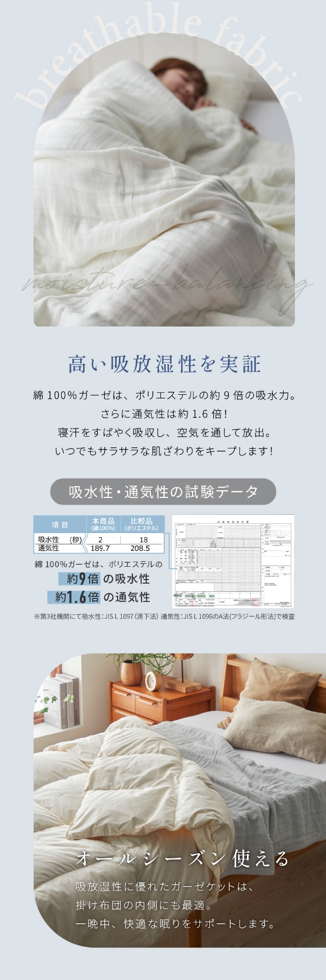 yucuss (ユクスス) CICA加工をした コットン好きのためのふんわり8重ガーゼケット シングル