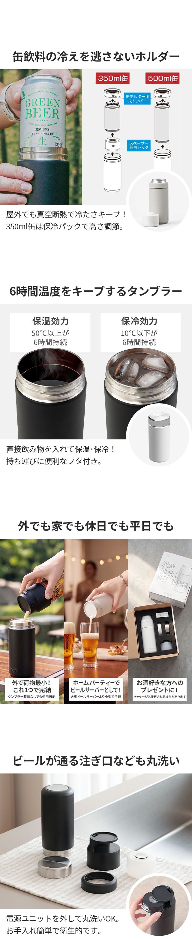 GREEN HOUSE (グリーンハウス) 超音波式 3WAYタンブラービールサーバー (3WAY TUMBLER BEER SERVER) GH-BEERU