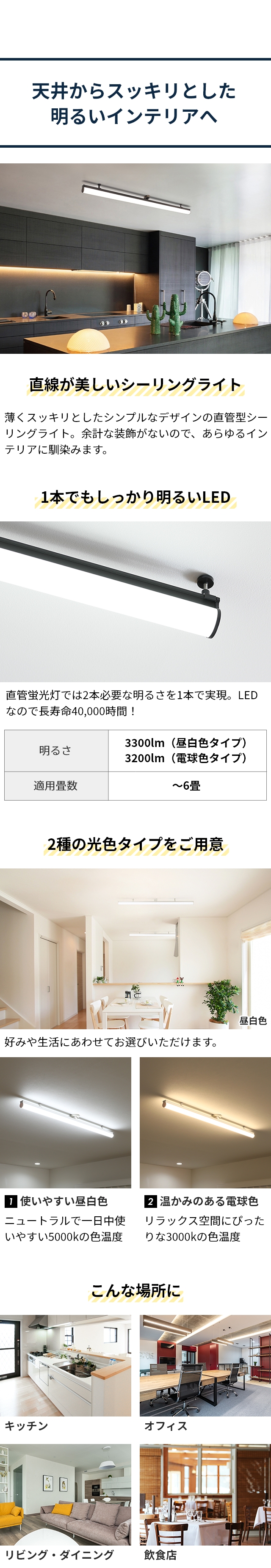 SWAN Slimac (スワン スライマック) LED直管シーリングライト KCE-411 KCE-412