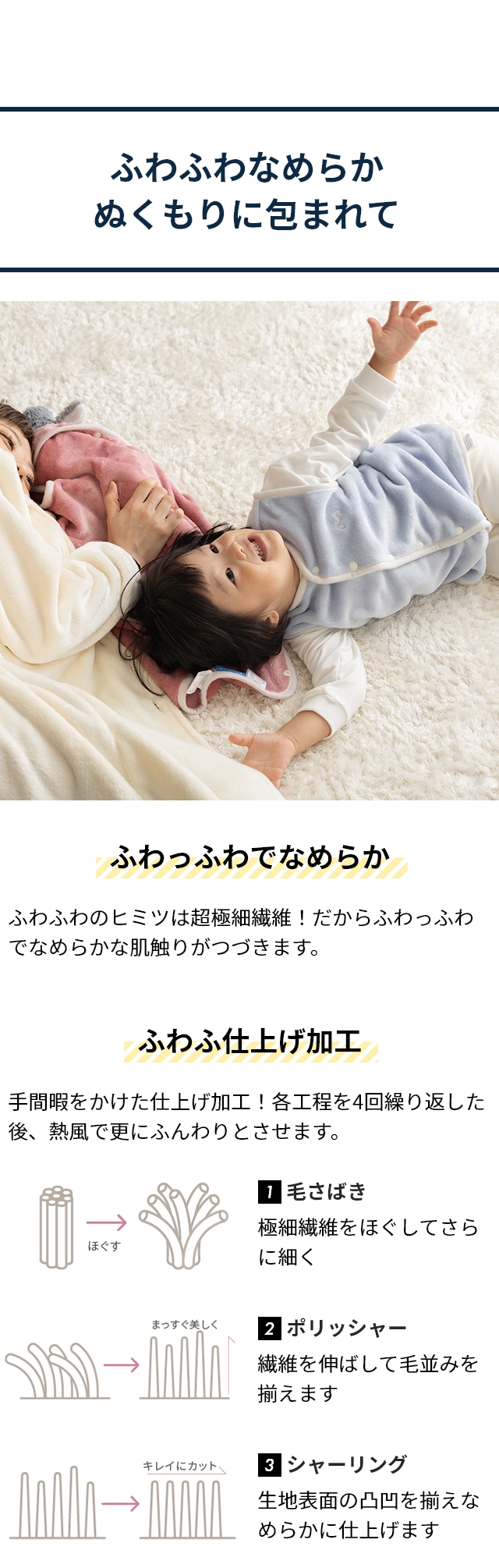 mofua baby (モフア ベイビー) お布団はだけても安心のあったかスリーパー Sサイズ(50-70cm)