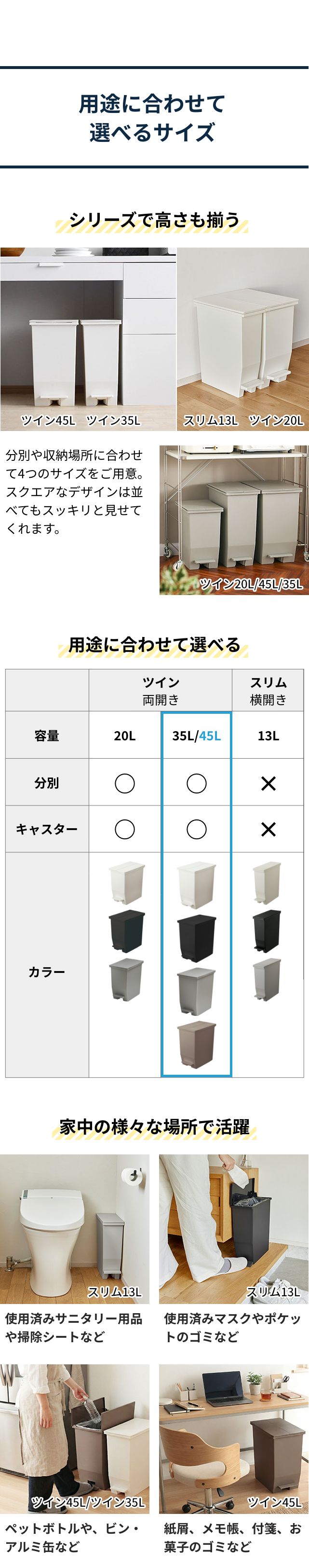 SOLOW（ソロウ）ペダルオープンツイン　45L　2個セット SOLOW-45L-2SET