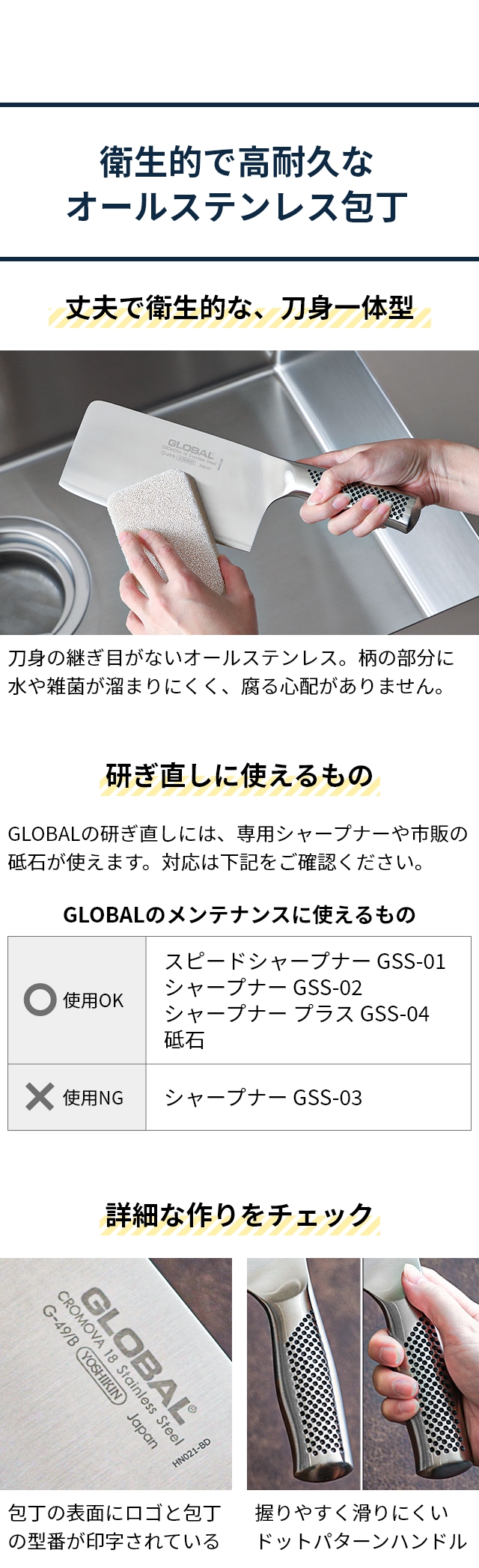 GLOBAL (グローバル) 中華包丁 17.5cm G-49/B