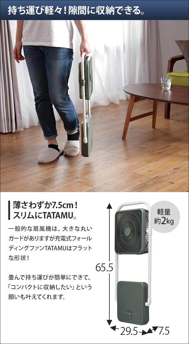DOSHISHA（ドウシシャ） 扇風機 充電式 TATAMUファン FBV-193B