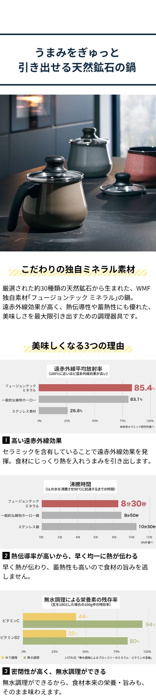 WMF (ヴェーエムエフ) フュージョンテック ミネラル (Fusiontec) マルチポット 14cm 蓋付き