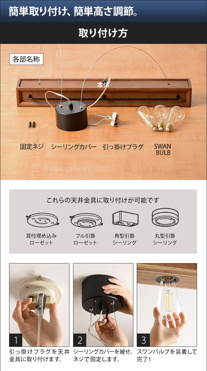 スワン電器 ボタニックカフェ 3ペンダントライト LEDライト