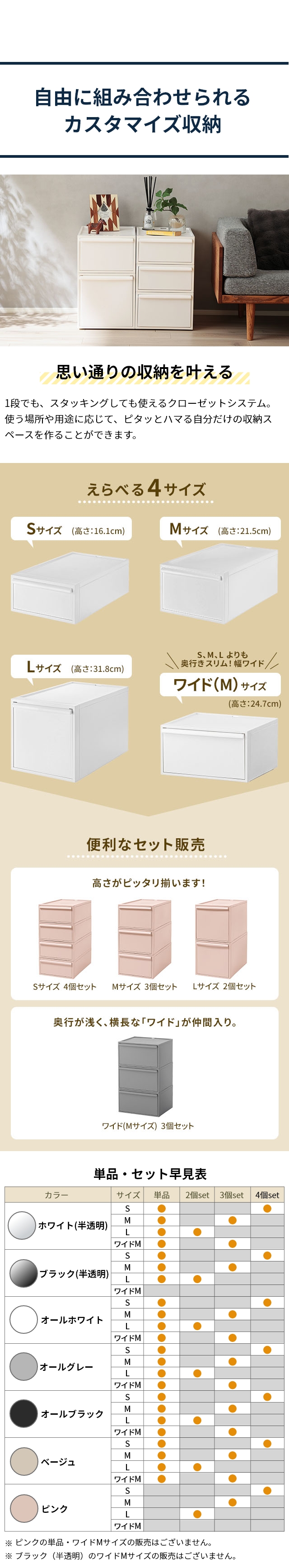 like-it（ライクイット）クローゼットシステム 引き出しL 2個セット