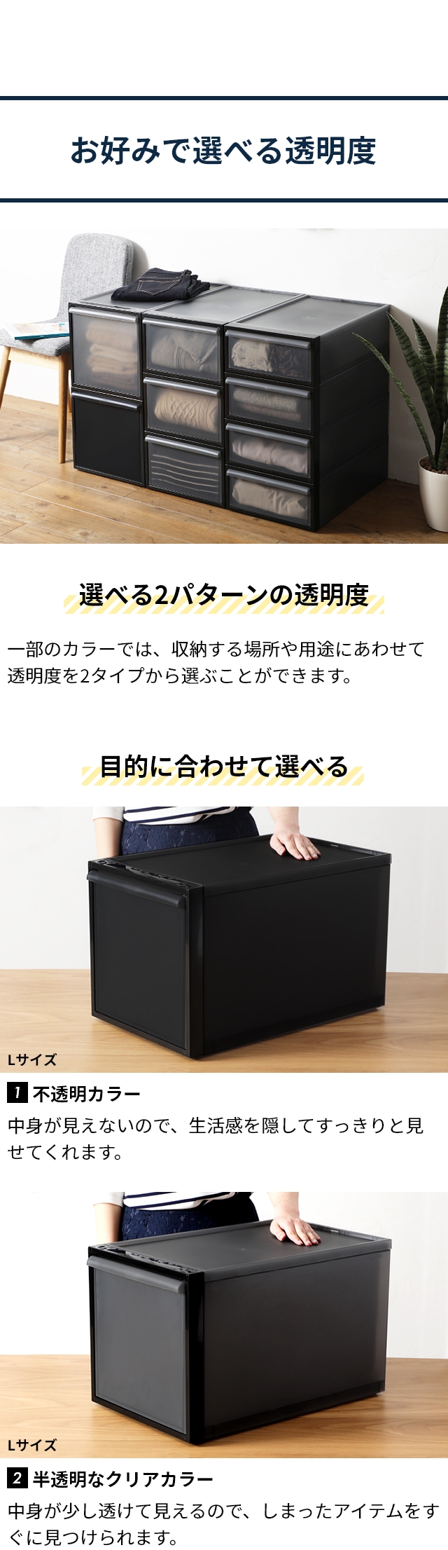 like-it（ライクイット）クローゼットシステム 引き出しL 2個セット
