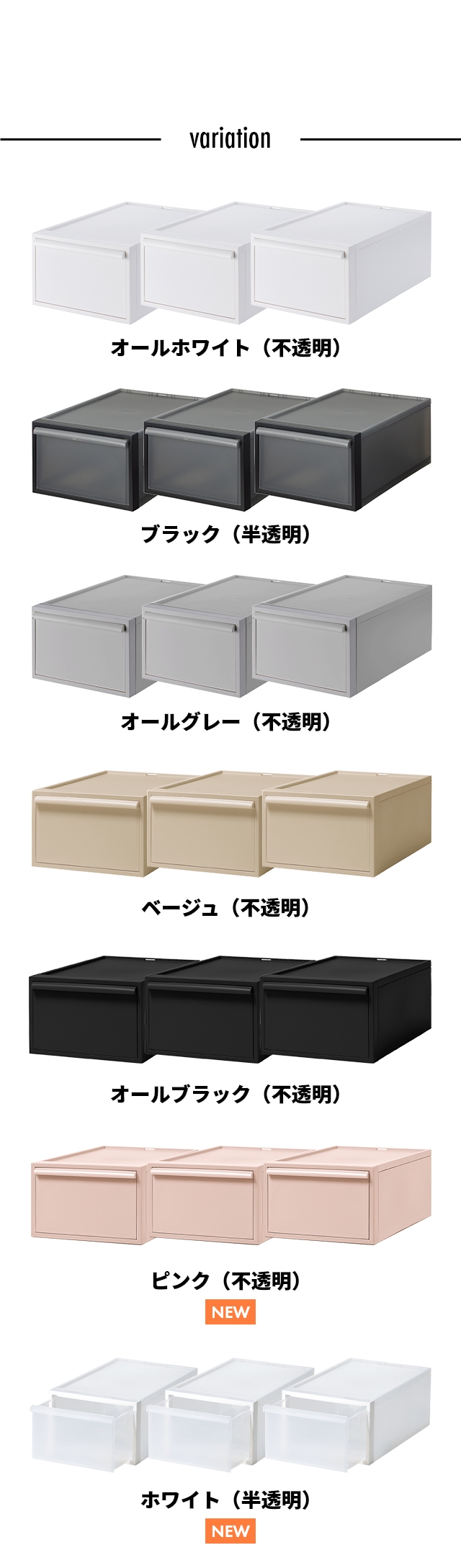 like-it（ライクイット）クローゼットシステム 引き出しM 3個セット