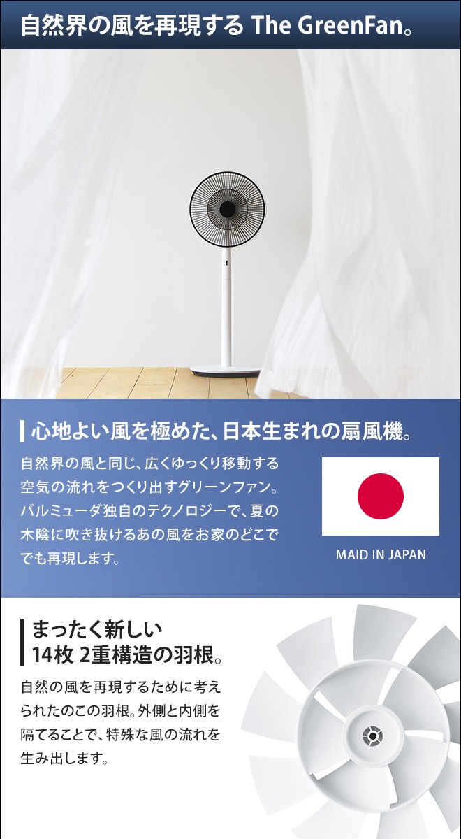 扇風機 BALMUDA The GreenFan バルミューダ グリーンファン EGF-1800 日本製 収納袋の特典 扇風機