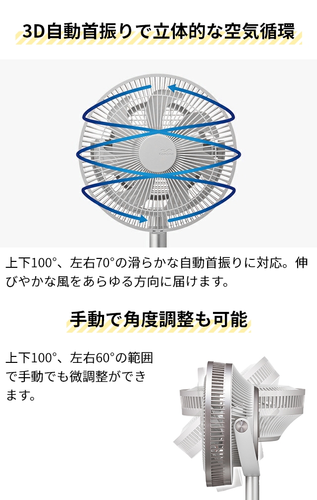 扇風機 リビング 選べる2大特典 カモメ扇風機 スタンドファン サーキュレーター [DOSHISHA ドウシシャ Kamomefan move カモメファン ムーブ K-F23AY]｜aqua-inc｜10