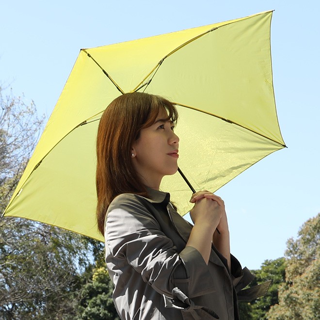 【新品未使用】hatsutoki fog 晴雨兼用折り畳み傘（スモークイエロー） HUG.U（ハグユー） 折りたたみ傘 晴雨兼用 日傘 UVカット 遮蔽率98