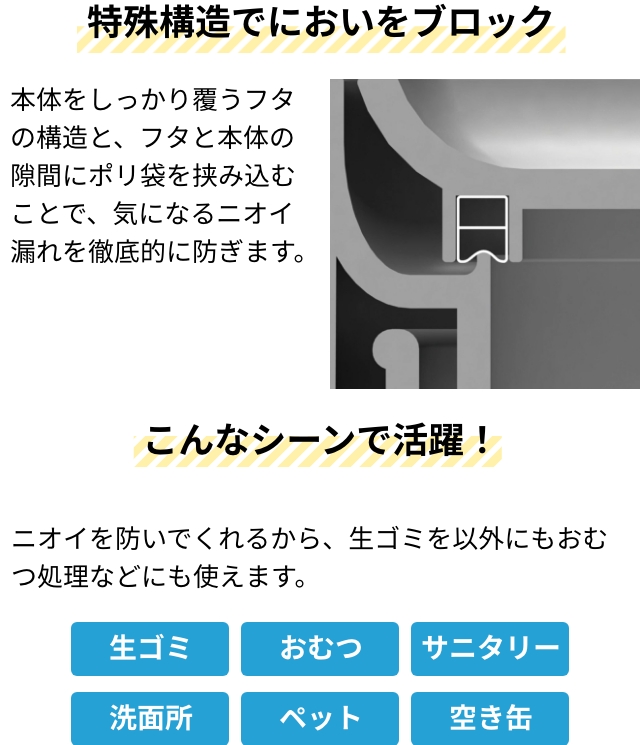 ライクイット 選べる特典 ゴミ箱 ふた付き シールズ 25 密閉ダストボックス LBD-02 ゴミ箱 ふた付き おむつごみ箱 サニタリーボックス トラッシュボックス 関連画像5