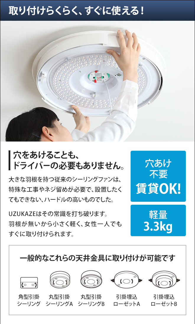 スライマック ウズカゼ 3大特典 照明 LEDシーリングファンライト FCE