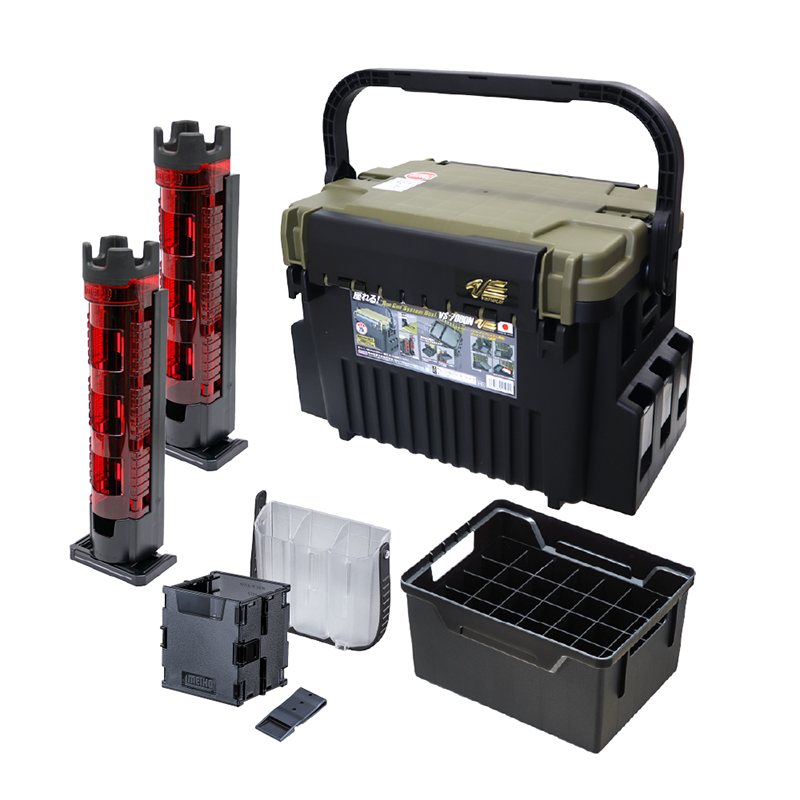 メイホウ ランガンシステムボックス VS-7095N グリーンツートン ロッドスタンド2本付き 3点セット MEIHO VERSUS 釣り メイホウ（MEIHO） ランガンシステムボックス 釣り VS-7090N グリーン