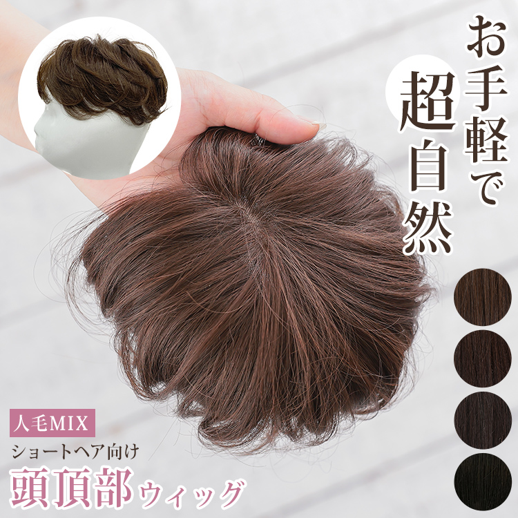 部分ウィッグ 頭頂部 女性 人毛 分け目 トップピース 自然 トップカバー ヘアピース つむじ かつら つけ毛(18720円)