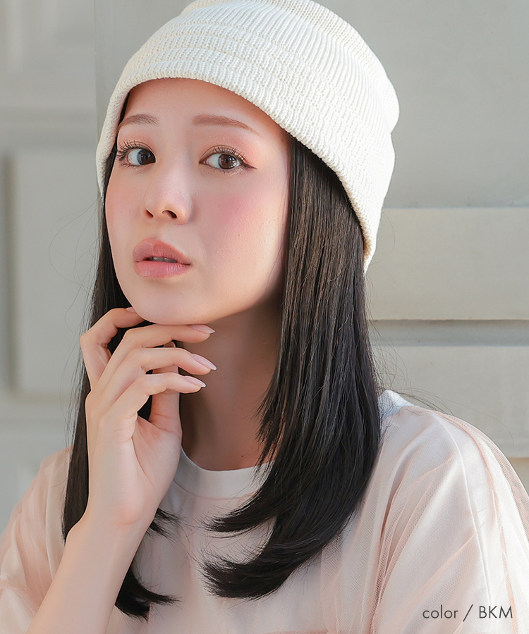 ウィッグ付き帽子 髪付き帽子 毛付き 帽子 ウィッグ 人毛 mix 医療用 帽子用 夏用 医療用ウィッグ ミディアム ウイッグ ウイック 帽子ウィッグ 女性 抗がん剤の画像