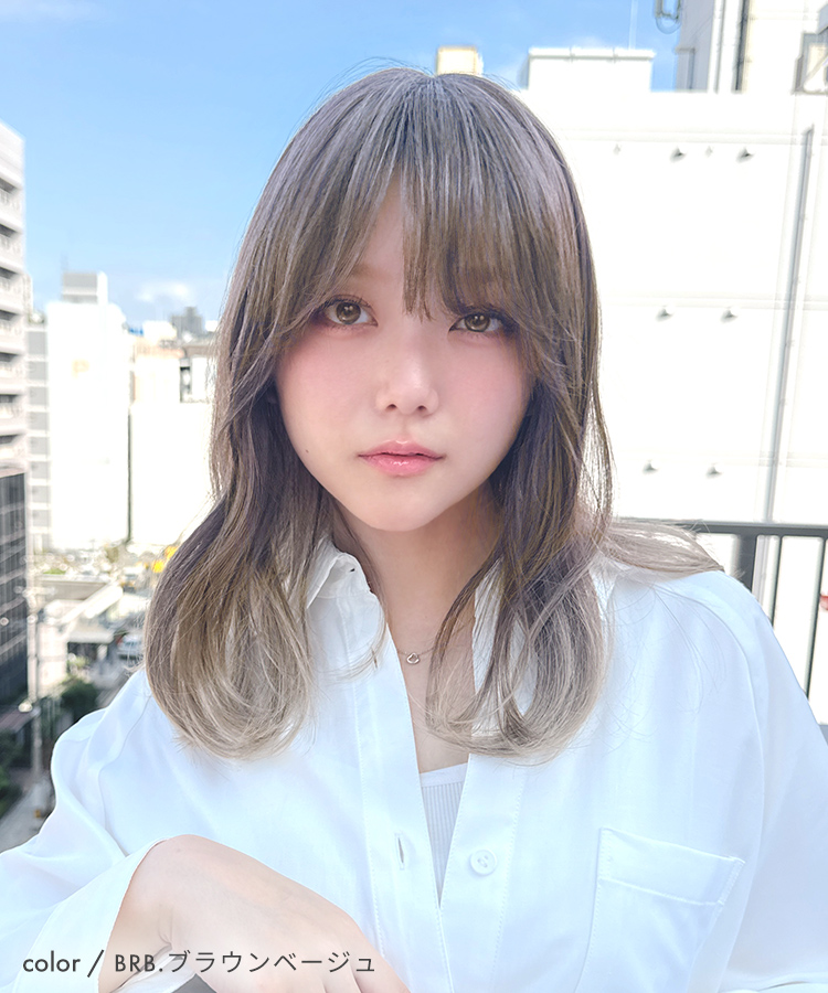 医療用ウィッグ ミディアム ウィッグ バレイヤージュ グラデーション ウイッグ 医療用 カール ハイライト 自然 女性 ウイック フルウィッグ レディース かつらの画像