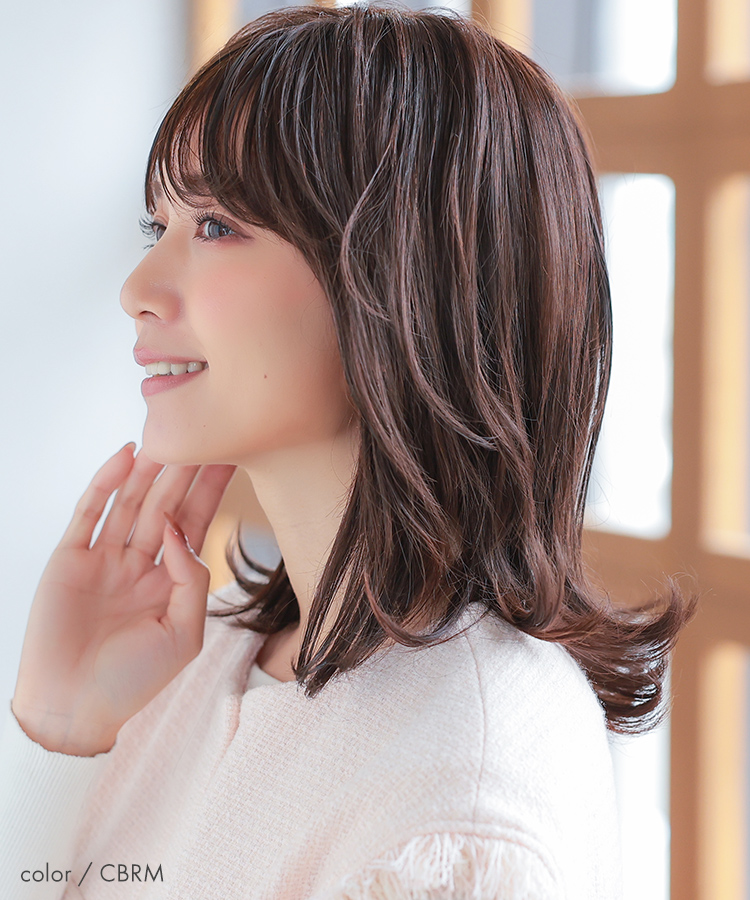 医療用ウィッグ 人毛 mix ミディアム ウィッグ 医療 フルウィッグ ウイッグ ウイック Sサイズ 自然 黒 かつら 女性 レディースの画像