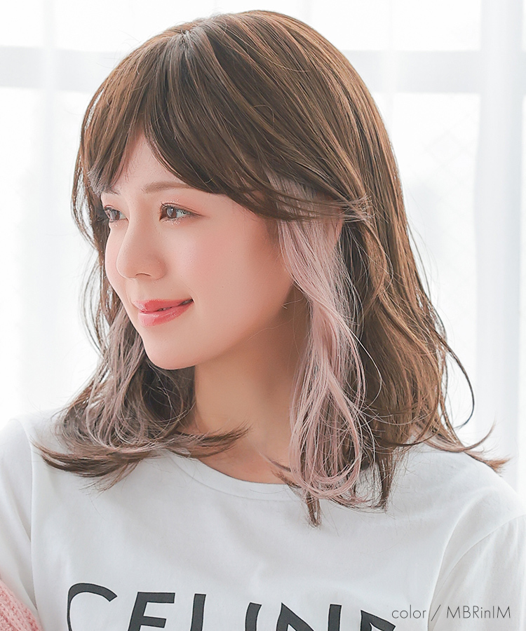 ウィッグ 女性 ミディアム インナーカラー 医療用ウィッグ 自然  フルウィッグ  レディース かつらの画像