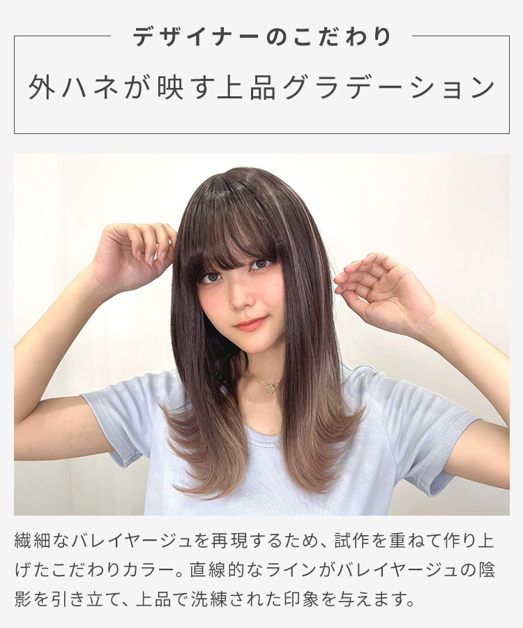 医療用ウィッグ ミディアム ウィッグ 医療用 バレイヤージュ グラデーション ウイッグ ストレート ハイライト 自然 女性 フルウィッグ レディース かつらの画像