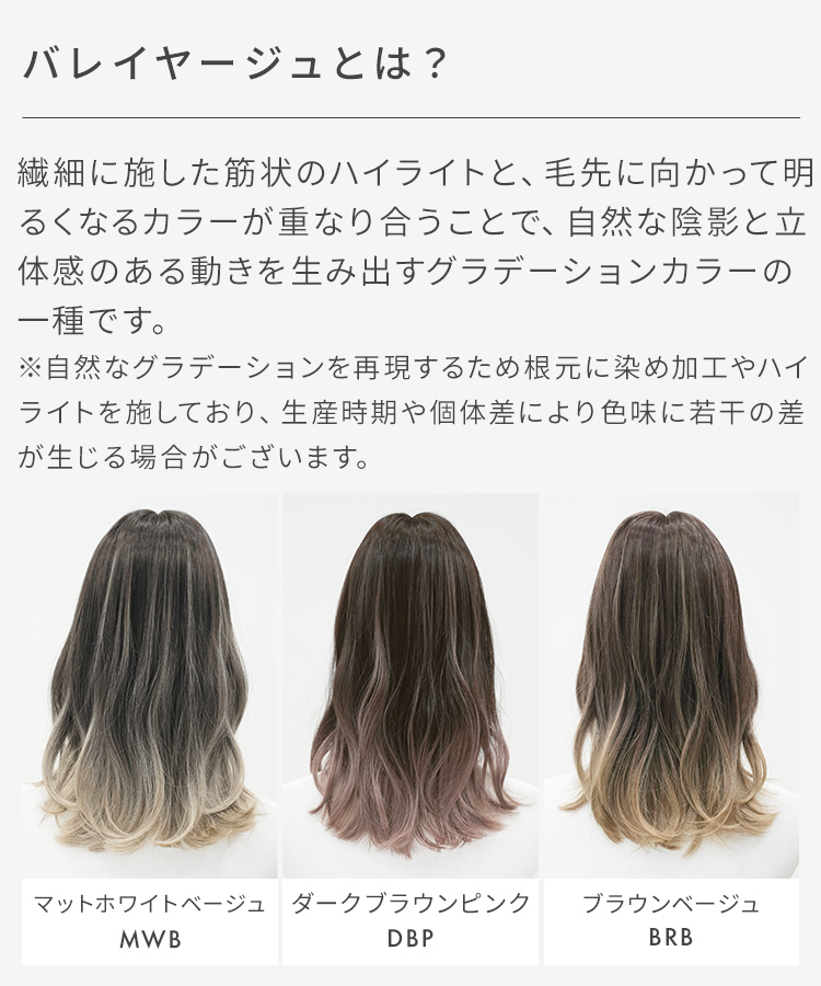 医療用ウィッグ ミディアム ウィッグ バレイヤージュ グラデーション ウイッグ 医療用 カール ハイライト 自然 女性 ウイック フルウィッグ レディース かつらの画像