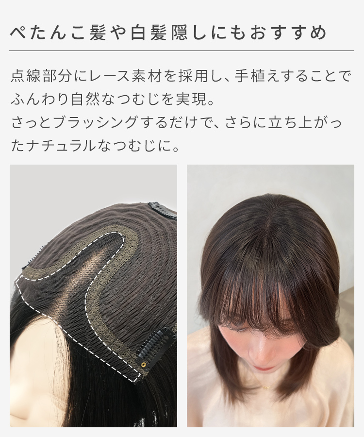 AQUADOLL 部分ウィッグ 頭頂部ウィッグ 白髪隠し つむじ 女性