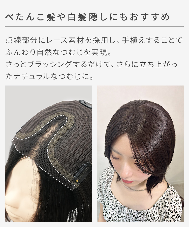 部分ウィッグ　ヘアピース　頭頂部ウィッグ前髪ウィッグつむじ隠し総手植え 前髪ウィッグ ヘアピース メンズ かつら 男性 部分かつら 18