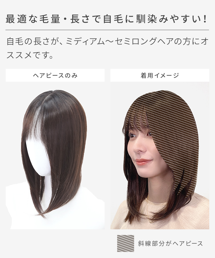 レディース フルウィッグとヘアピース 前髪付きトップヘアピース」 ヘアピース 前髪ウィッグ[品番