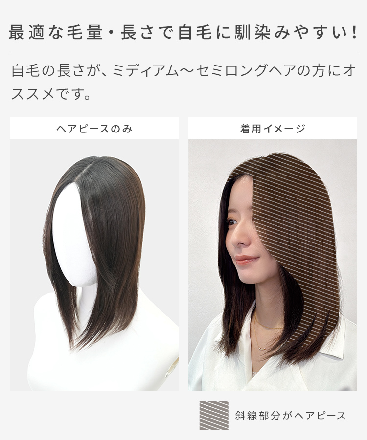 アクアドールヘアピース AQUADOLL 部分ウィッグ 頭頂部ウィッグ 白髪隠し つむじ 女性