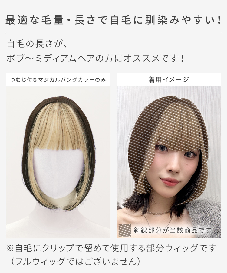 AQUADOLL（アクアドール） 部分ウィッグ 前髪ウィッグ つむじ付き
