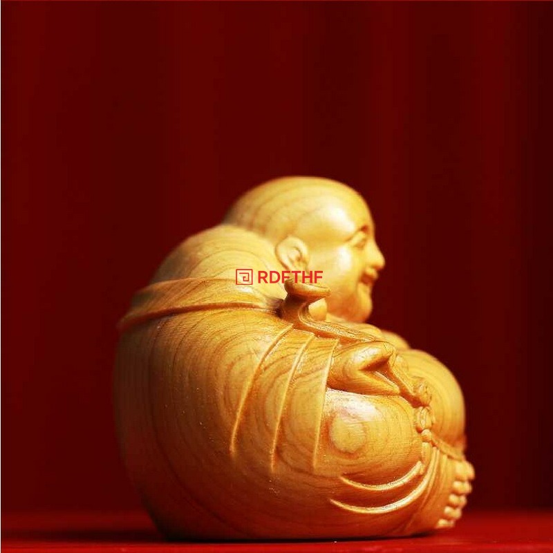 爆買い 布袋様 仏像 木彫り 2点セットミニ 七福神 木製 置物 金運 運気