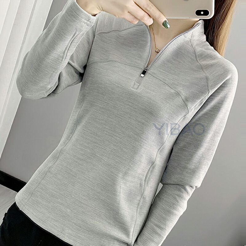 Tシャツ レディース 長袖シャツ ハーフジップ トップス スポーツシャツ