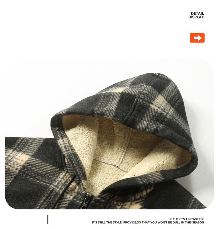 厚手パーカー 裏起毛 チェック柄 メンズ 裏ボア ジップパーカー はおり