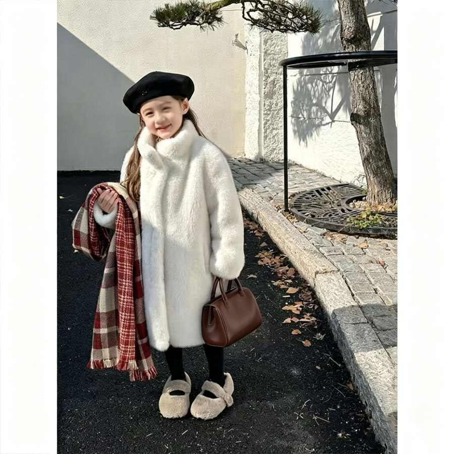 もこもこ キッズボアコート ファー 子供服 女の子 フェイクファー 皮毛