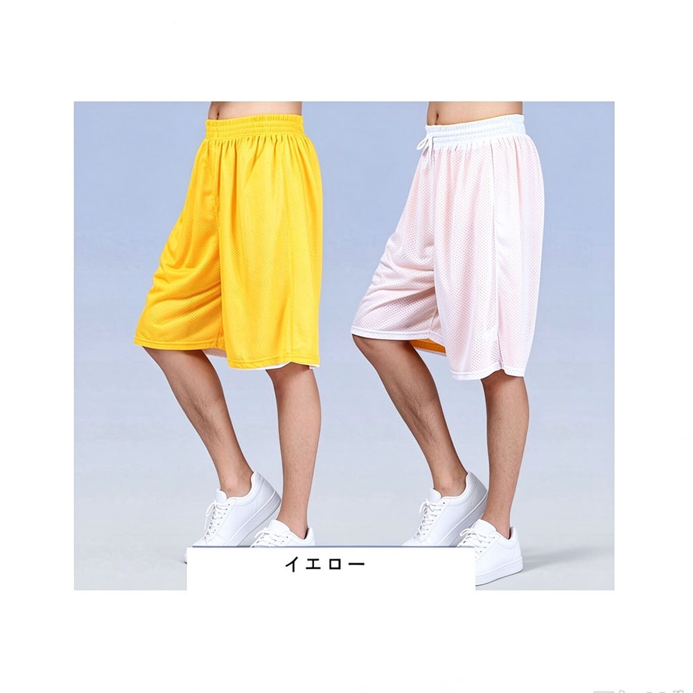 メンズ バスパン リバーシブル メッシュ ハーフパンツ 涼しい 五分丈