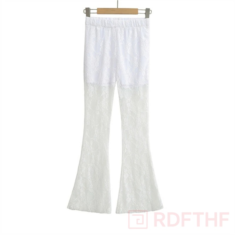 ペチパンツ レース レディース ロング フレア ワイド レイヤードパンツ