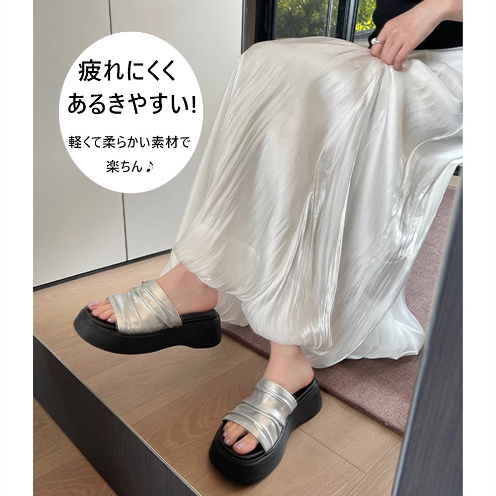 レディース 厚底サンダル 5.5cm ヒール 軽量 歩きやすい 美脚