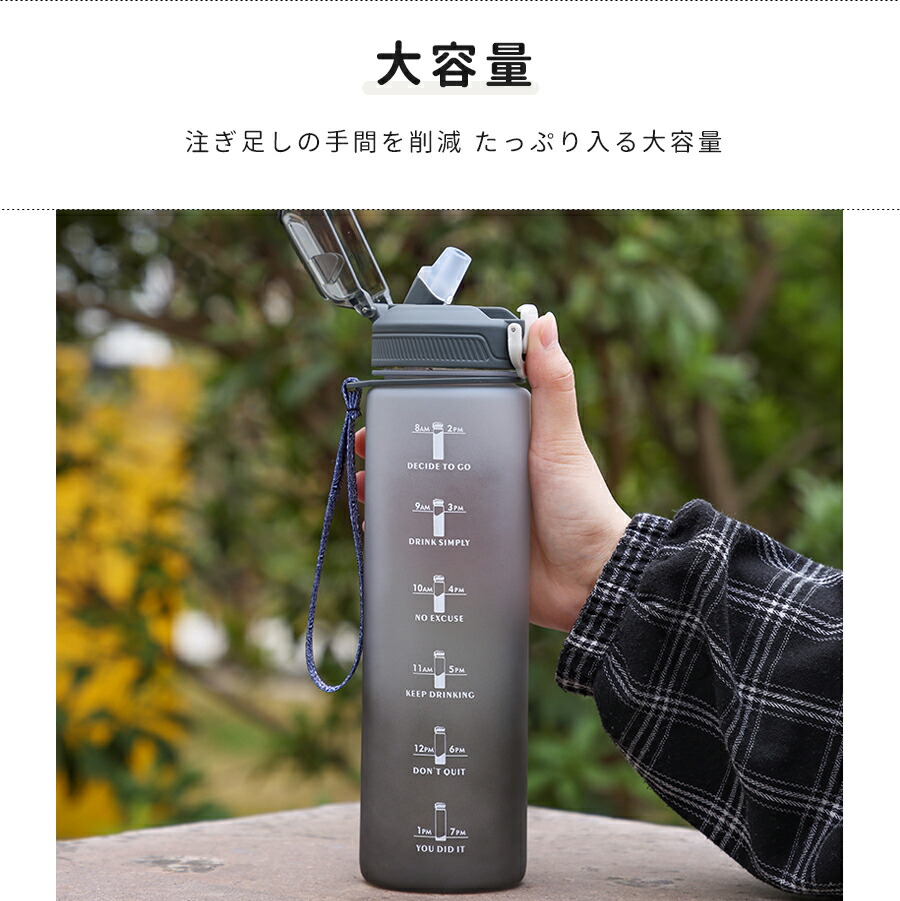 ポタポタのボトルドウォーター1000ml2本 ウォーターボトル 1L 水筒 スポーツボトル BPAフリー 軽量 ワンタッチ