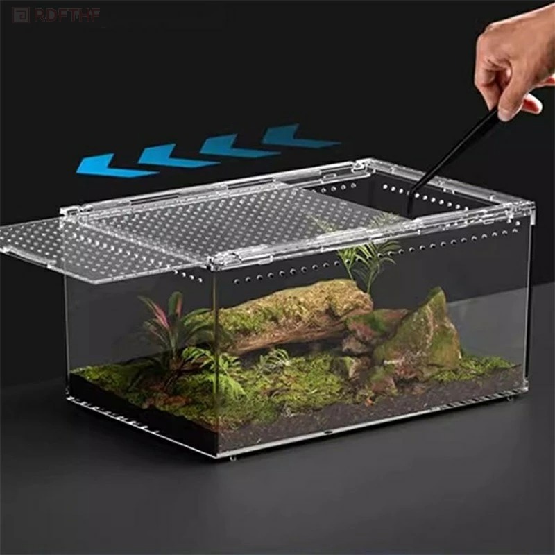 爬虫類ケージ アクリル 飼育ケース 透明 前開き 通気性 観察用 防逃