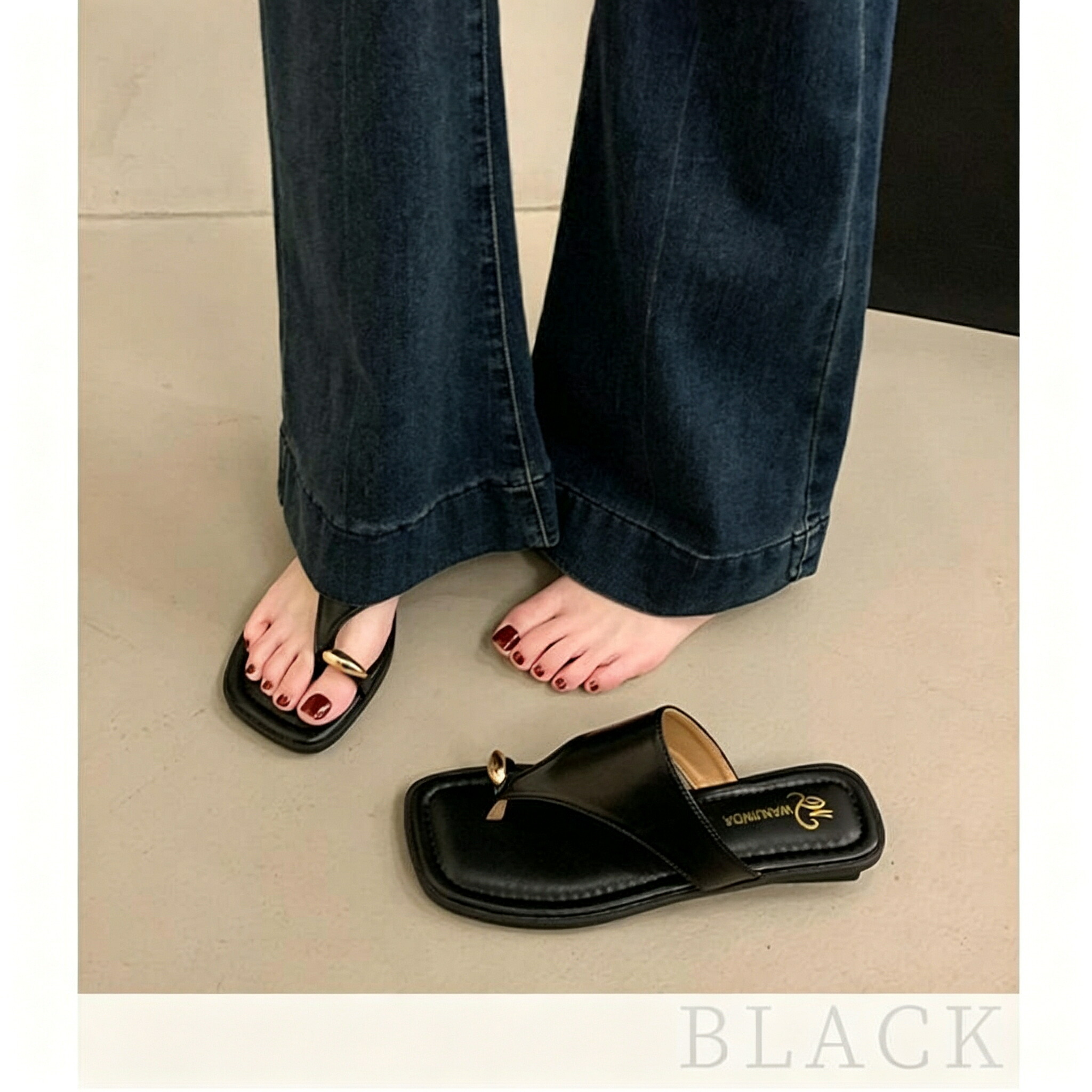 サンダル レディース トングサンダル スクエアトゥ 厚底 クッション