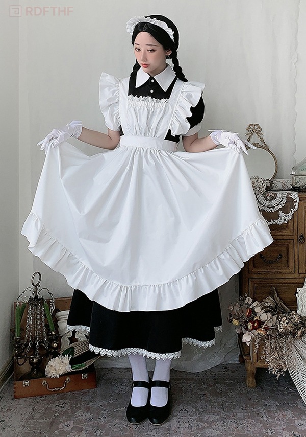メイド服 クラシカル ロング丈 英国風 コスプレ レディース フリル
