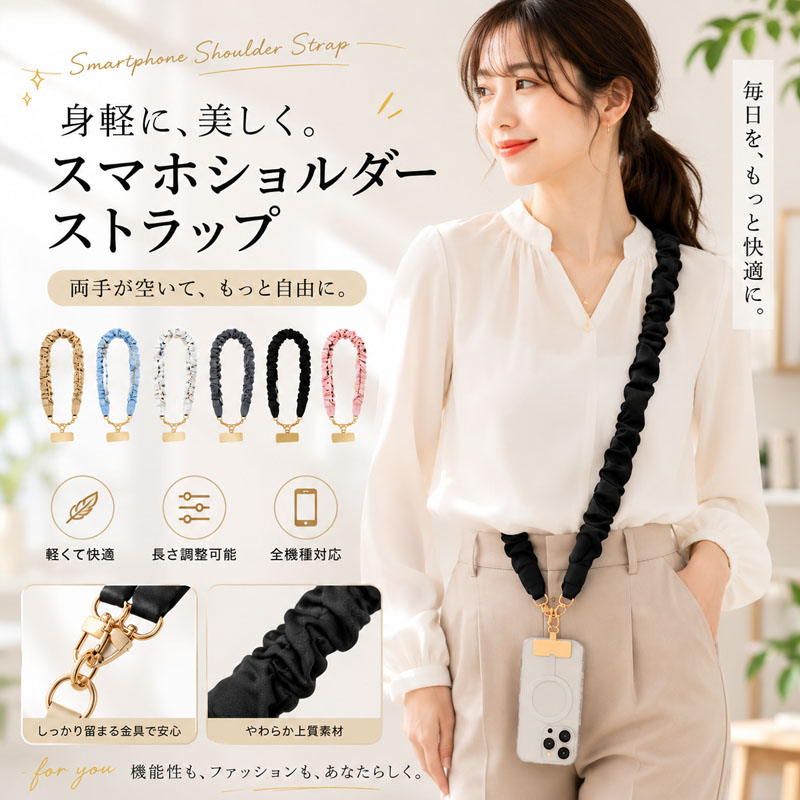 スマホショルダーストラップ スマホショルダー フリルストラップ