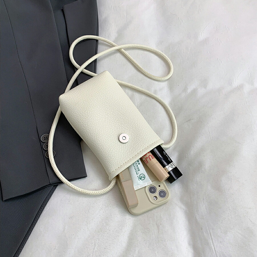 レディース 縦型ミニショルダーバッグ 合成皮革 スマホポシェット 斜