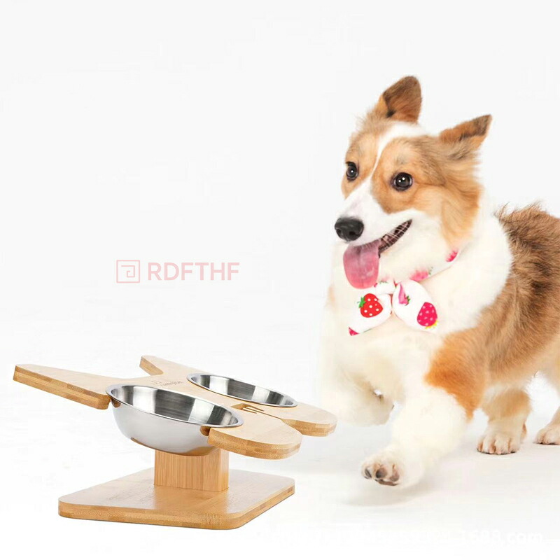ペット食器台 木製 フードボウルスタンド 犬 猫 食器台 角度調節 高さ
