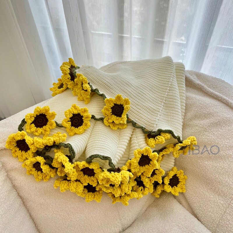 花束ブランケット 完成品 ブーケブランケット ニット 手編みフラワー